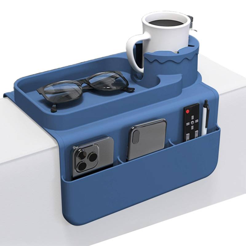 Sofa-Halterung für Armrest Cup | Silikon Armrest Drink Holder für Sofa | Rutschfest Silikon Couch Tray Drink Holder | Multifunktionaler Armrest Tray mit Seitentasche für Fernbedienung, Telefon & von Générique