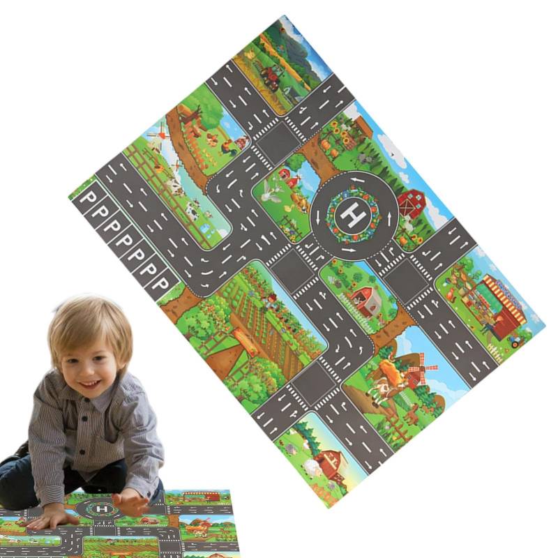 Spielteppich für Autoteppiche, Autoteppich, Straßenspielmatte, rutschfeste Matte für Stadtstraßenkarte, für Spielzimmer, Schlafzimmer, 33 x 22 Zoll, von Générique