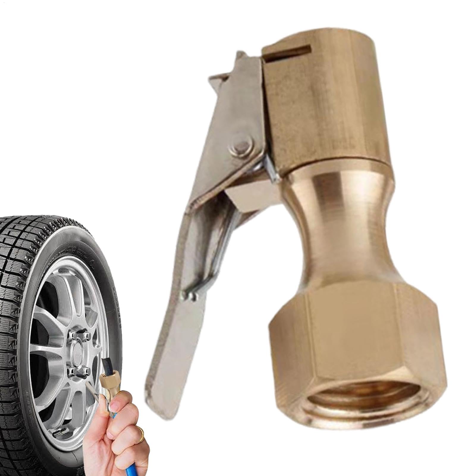 1/4 Heavy Duty Copper Lock Air Chuck Reifenfüller – Luftspannfutter, abnehmbarer Luftkompressor-Reifenfülleraufsatz, Autoreifenfüllspannfutter für Auto, LKW, SUV von Generisch