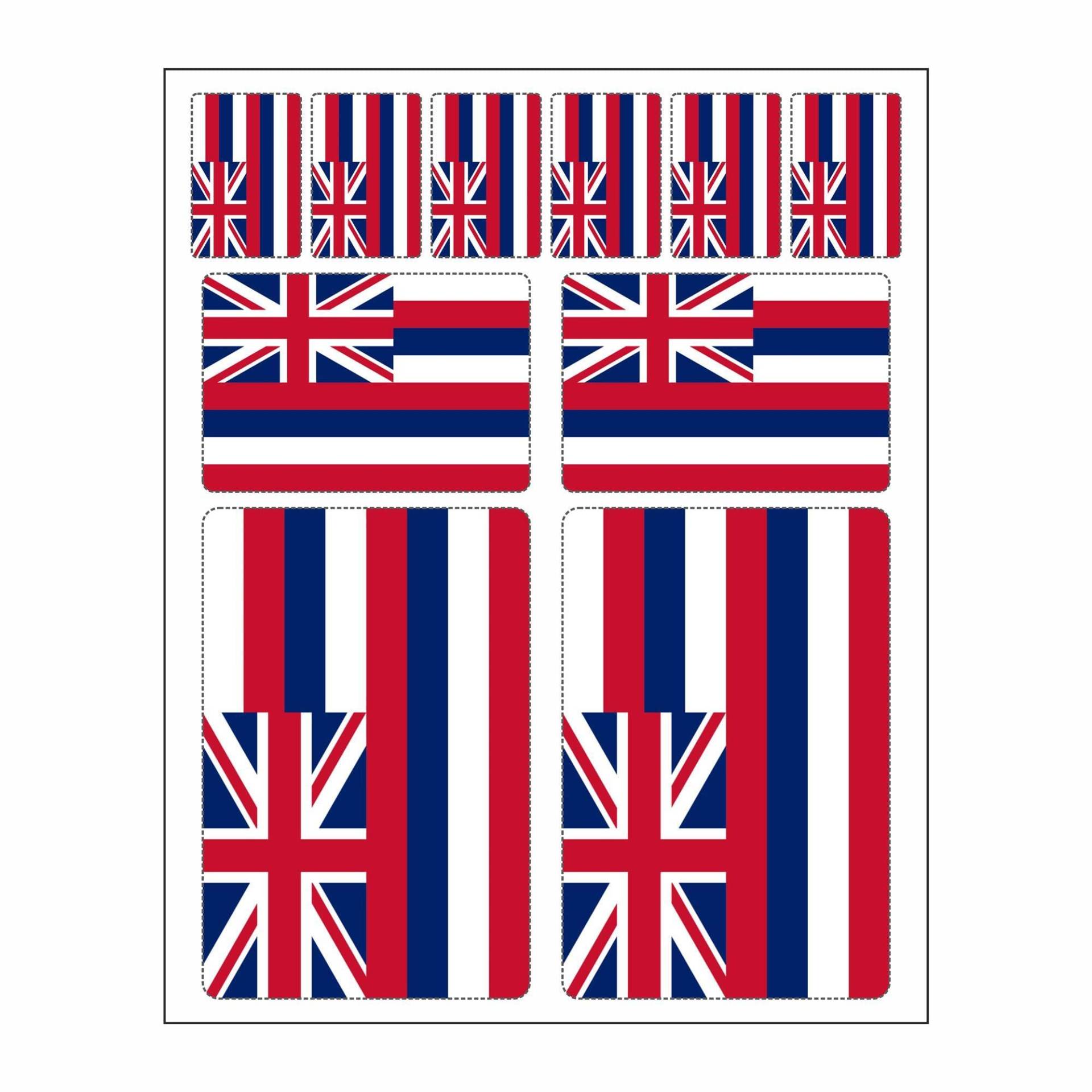 10 Stück Flaggen Aufkleber Hawaii Set | Sticker Hawaii Autoaufkleber von Generisch