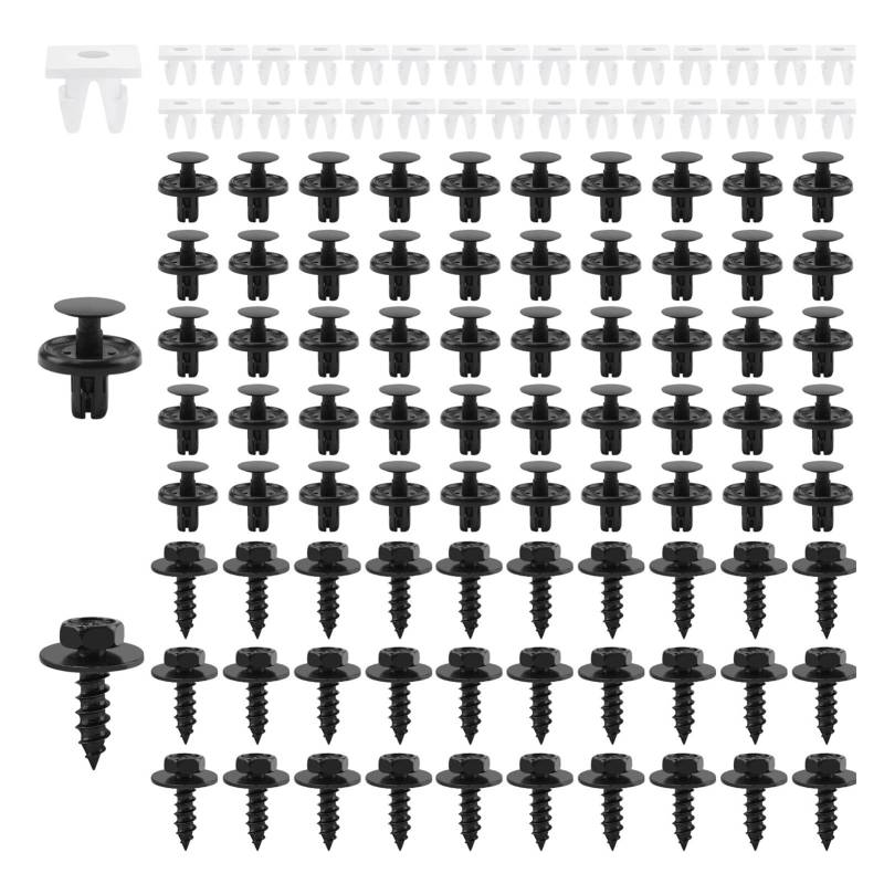 100 Stück Motor-Unterabdeckungs-Halteklammern for 90467-07201, 90189-06193, 90159-60477, Steckbefestigungen, Muttern und Schrauben von Generisch