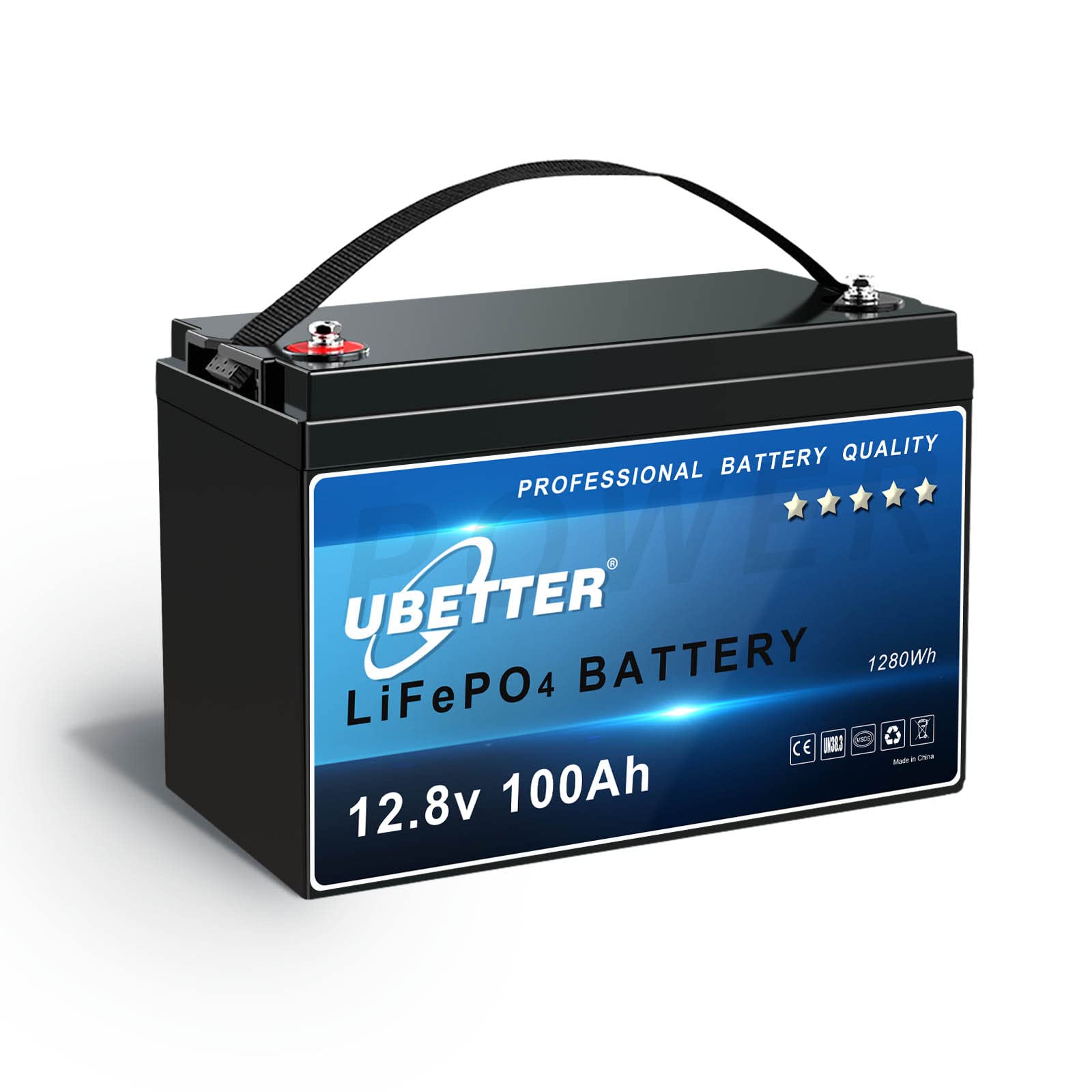 12V 100AH LiFePO4 Batterie, 12V Lithiumbatterie mit 100A BMS, Max. 1280Wh, Wiederaufladbare, 4000+ Deep Cycles, Unterstützung in Serie/Parallelschaltung, perfekt für Innen und Außen von Generisch