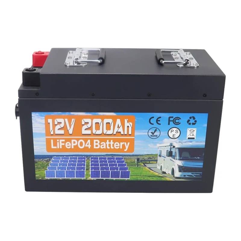 12V 200Ah LiFePO4 Batterie, 2560Wh Lithium Akku mit 100A BMS, Max. 15000 Zyklen Ladezyklen, Unterstützung in Serie/Parallelschaltung, Perfekter Ersatz für Blei-Säure für Wohnmobile, Solaranlage von Generisch