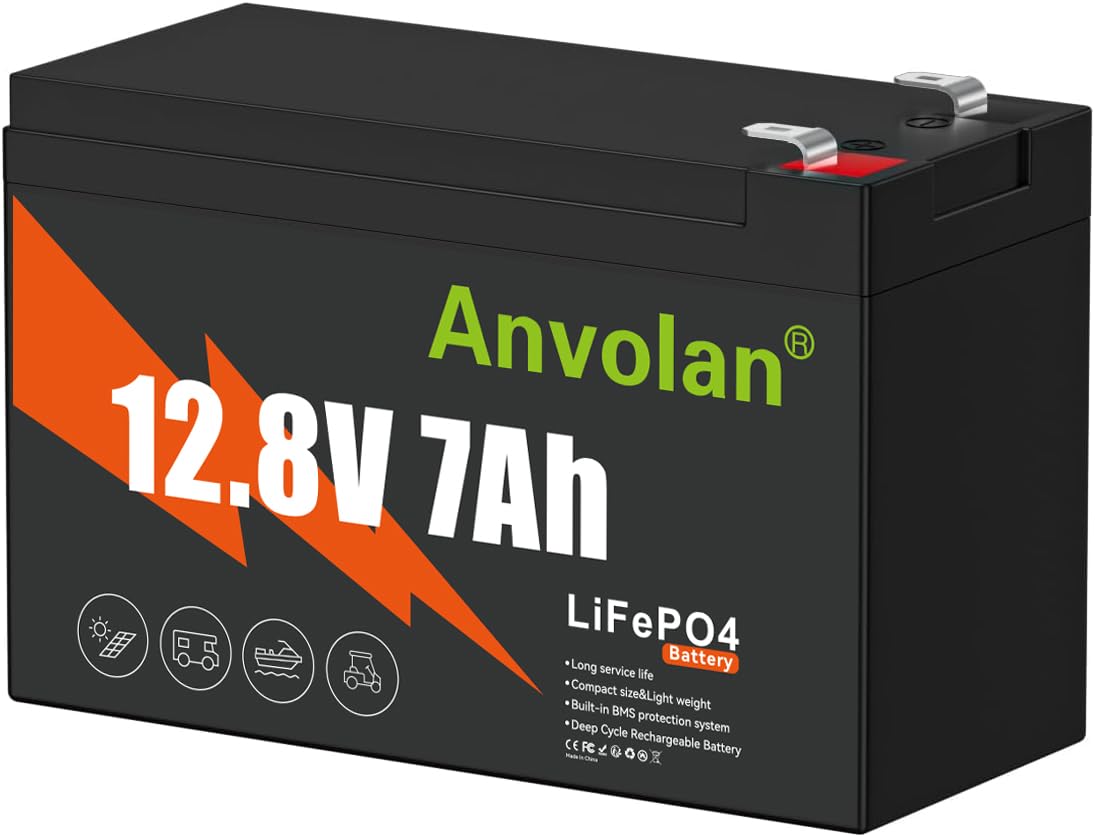 12V 20Ah LiFePO4 Lithium-Batterie, 3000+ Zyklen 12volt gebaut in 20A BMS, 12V 20Ah Batterie für Garmin Fish Finder Batterie, Power Wheels, Mobility Roller, Beleuchtung (12V 7Ah) von Generisch