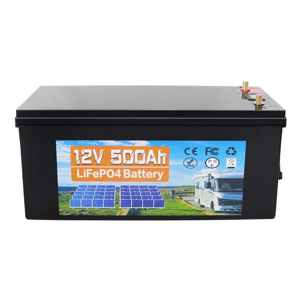 12V 500Ah LiFePO4 Batterie, 6400Wh Lithium Akku mit 100A BMS, Max. 15000 Zyklen Ladezyklen, Unterstützung in Serie/Parallelschaltung, Perfekter Ersatz für Blei-Säure für Wohnmobile, Solaranlage von Generisch