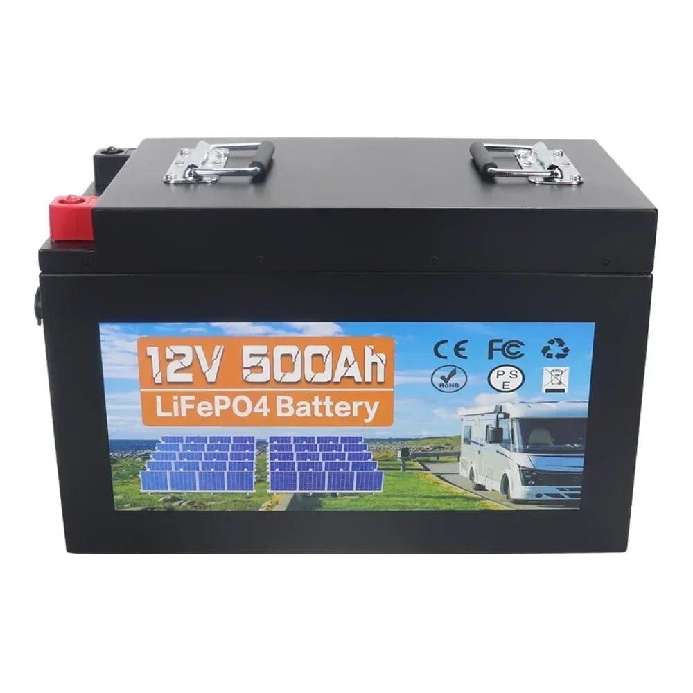 12V 500Ah LiFePO4 Batterie, 6400Wh Lithium Akku mit 100A BMS, Max. 15000 Zyklen Ladezyklen, Unterstützung in Serie/Parallelschaltung, Perfekter Ersatz für Blei-Säure für Wohnmobile, Solaranlage von Generisch