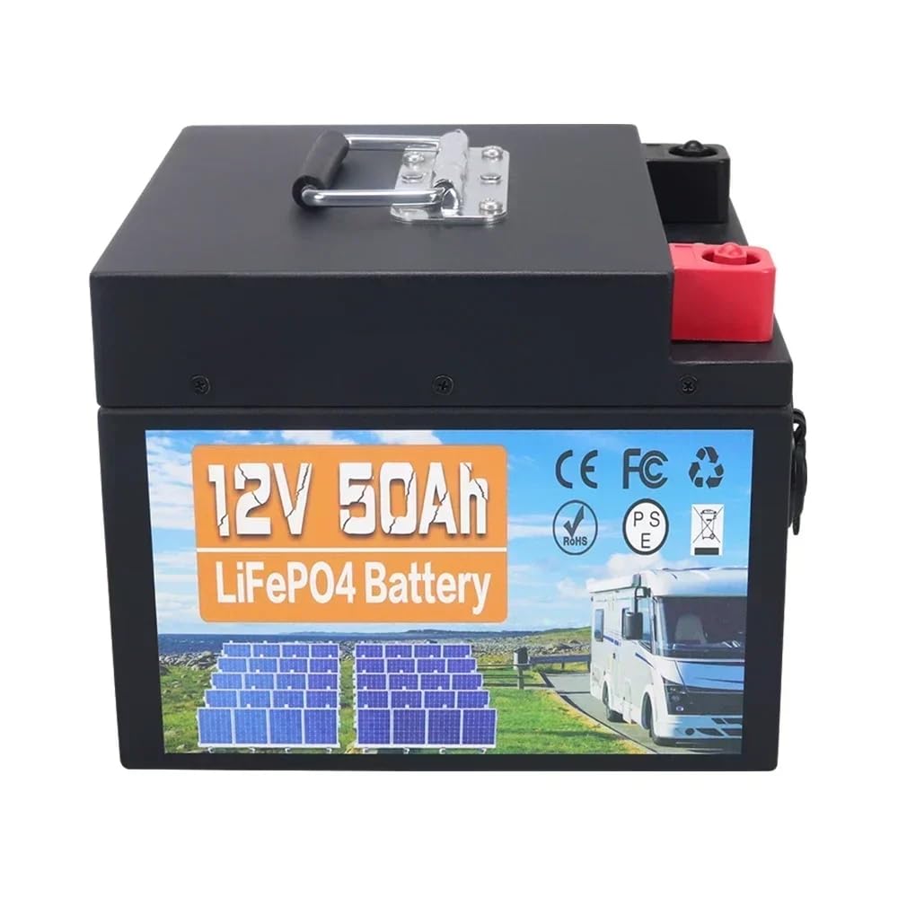 12V 50Ah LiFePO4 Batterie, 64Wh Lithium Akku mit 100A BMS, Max. 15000 Zyklen Ladezyklen, Unterstützung in Serie/Parallelschaltung, Perfekter Ersatz für Blei-Säure für Wohnmobile, Solaranlage von Generisch