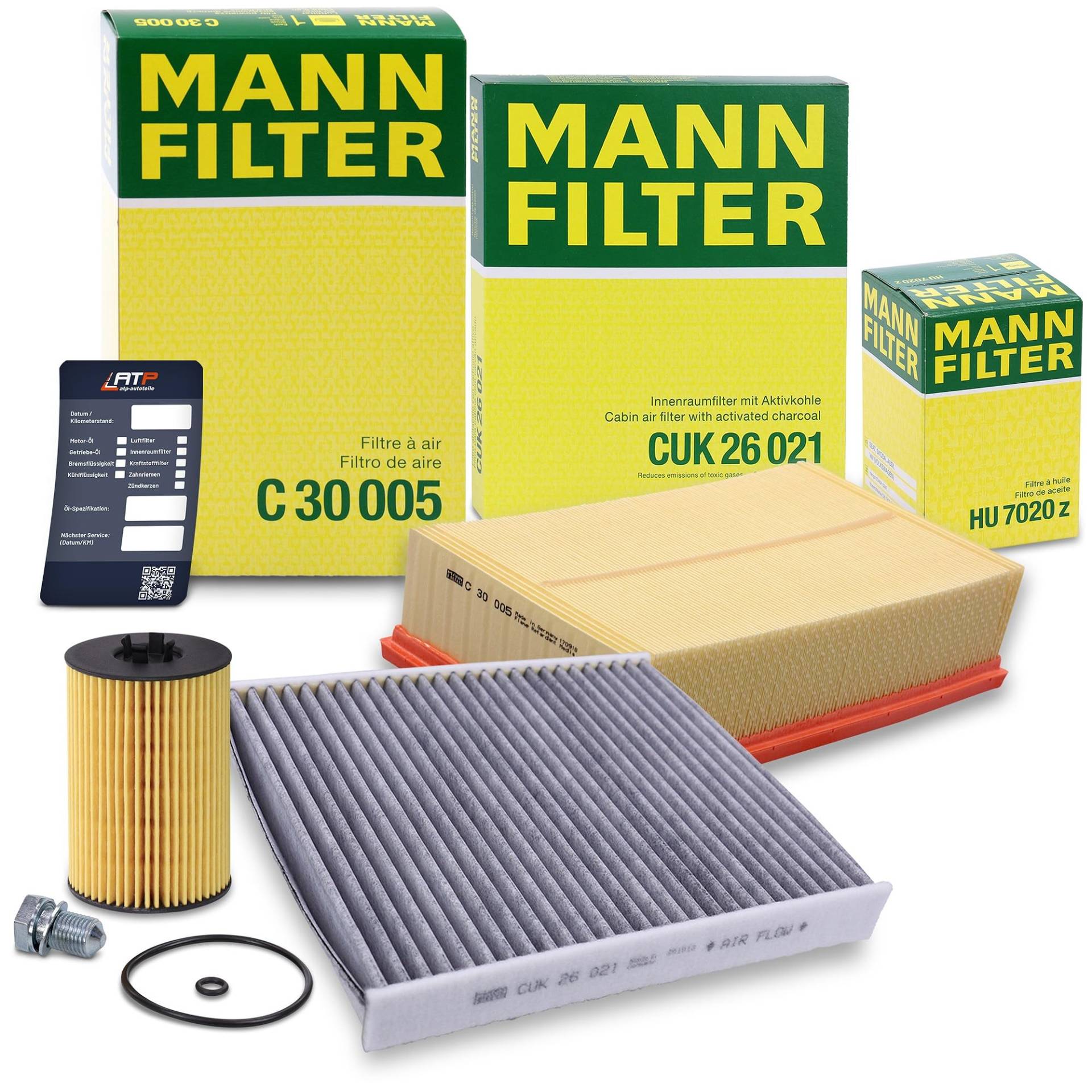 MANN-FILTER Filterset 1x Ölfilter, 1x Innenraumfilter, 1x Luftfilter Kompatibel mit SEAT ARONA (KJ7, KJP), IBIZA V (KJ1, KJG), SKODA KAMIQ (NW4), SCALA (NW1), VW POLO VI (AW1, BZ1, AE1), T-CROSS von Generisch