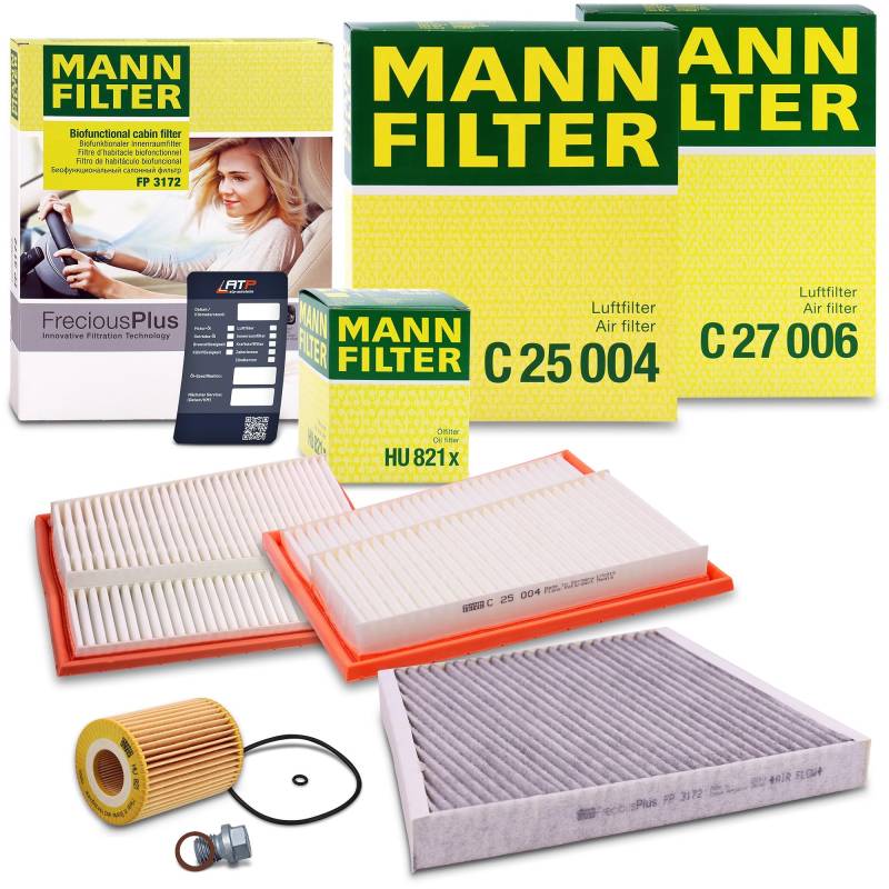 MANN-FILTER Inspektionspaket Filterset 1x Ölfilter, 2x Luftfilter, 1x Innenraumfilter (Aktivkohlefilter) Kompatibel mit MERCEDES CLS (C219), E-Klasse (W211)(S211) von Generisch