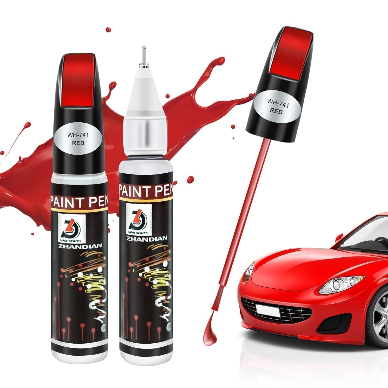 2 Stück Lackstift Rot 24Ml, Perfekte Deckkraft und schnelle Trocknung, Auto Lack Reparatur Gegen Kratzer und Steinschläge mit Pinsel und Dotting-Spitze, Kratzer Lack Reparatur für Auto von Generisch