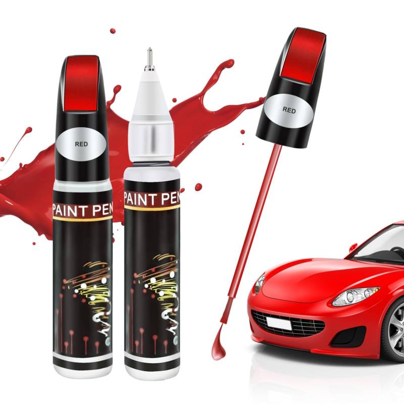 2 Stück Lackstift Rot 24Ml, Perfekte Deckkraft und schnelle Trocknung, Auto Lack Reparatur Gegen Kratzer und Steinschläge mit Pinsel und Dotting-Spitze, Kratzer Lack Reparatur für Auto von Generisch