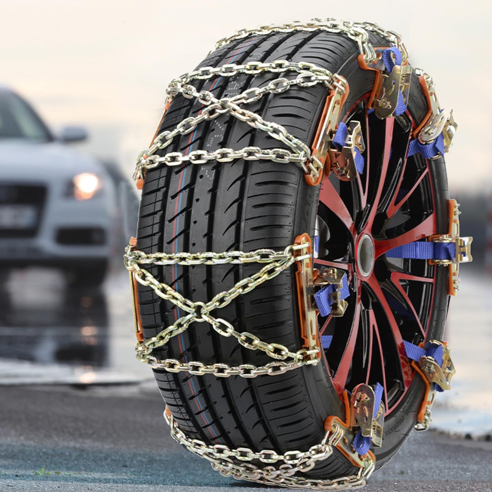 2 Stück Schneeketten, Autoreifenketten für Schnee, Einfache Montage, Schneekette aus Metall-Reifenketten aus Stah für Auto mit 165–215/225–285mm Reifen von Generisch