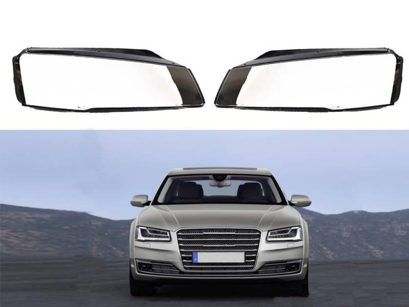 2 Stück linke rechte Seite mit LED-Scheinwerfer-Objektivabdeckung, passend für Audi A8 D4 Facelift LCI (2014–2017) von Generisch