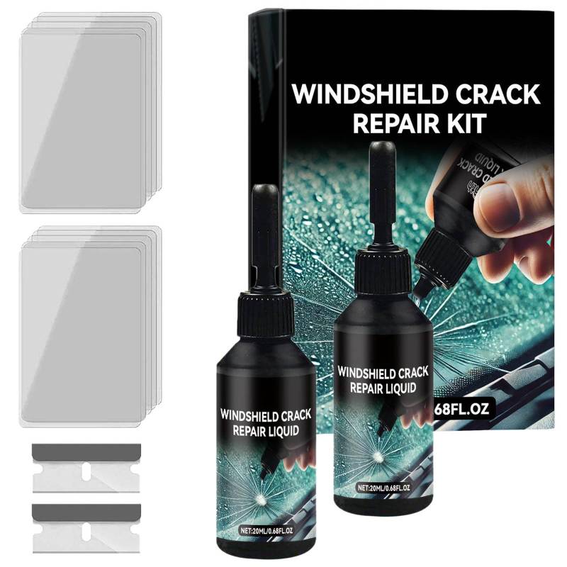 2025 Neu Chipped Windshield Repair Kit, Steinschlag Reparaturset Windschutzscheibe, Windshield Crack Repair Kit, Premium Car Windshield Crack Repair Fluid (2PC) von Generisch