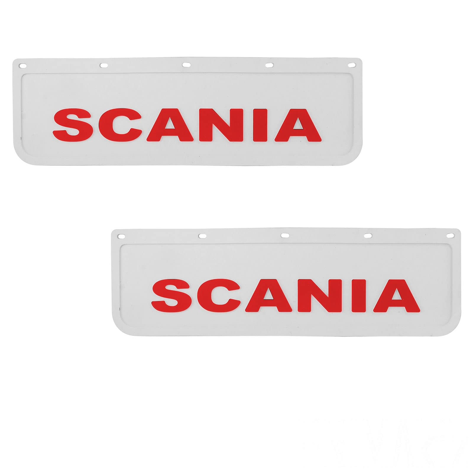 2X Schmutzfänger Spritzlappen Schmutzlappen für Scania LKW 60x18cm Hartgummi, weiß-rot von Generisch