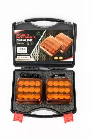 2x LED Orange Warnleuchten kabellos mit Magnet 12/24V Wireless Warnleuchte Amber 60W Heckblitzer Doppelblitz Akku Neu OVP ECE IP67 Zertifizierung E9 Prüfzeichen LKW PKW Wohnmobil ATV UTV SUV Offroad von Generisch