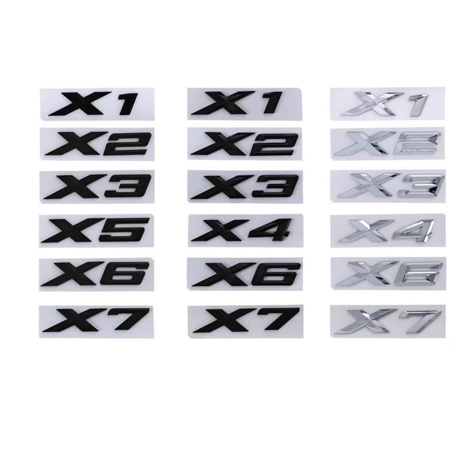 3D Logo Aufkleber X1 X2 X3 X4 X6 X7 X5 Emblem Buchstabe kompatibel mit F48 E84 F39 E83 F25 G01 F26 F15 F16 E71 E70 E53 Zubehör (Chrome,X3 2018 -24) von Generisch