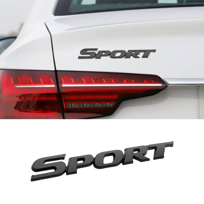 3D Metall Sport Aufkleber Auto Styling Personalisierte Emblem Sport Aufkleber Auto Aufkleber für Außen Dekoration Auto 3D Aufkleber für Kofferraum Seite Kotflügel Hinten (Schwarz) von Generisch