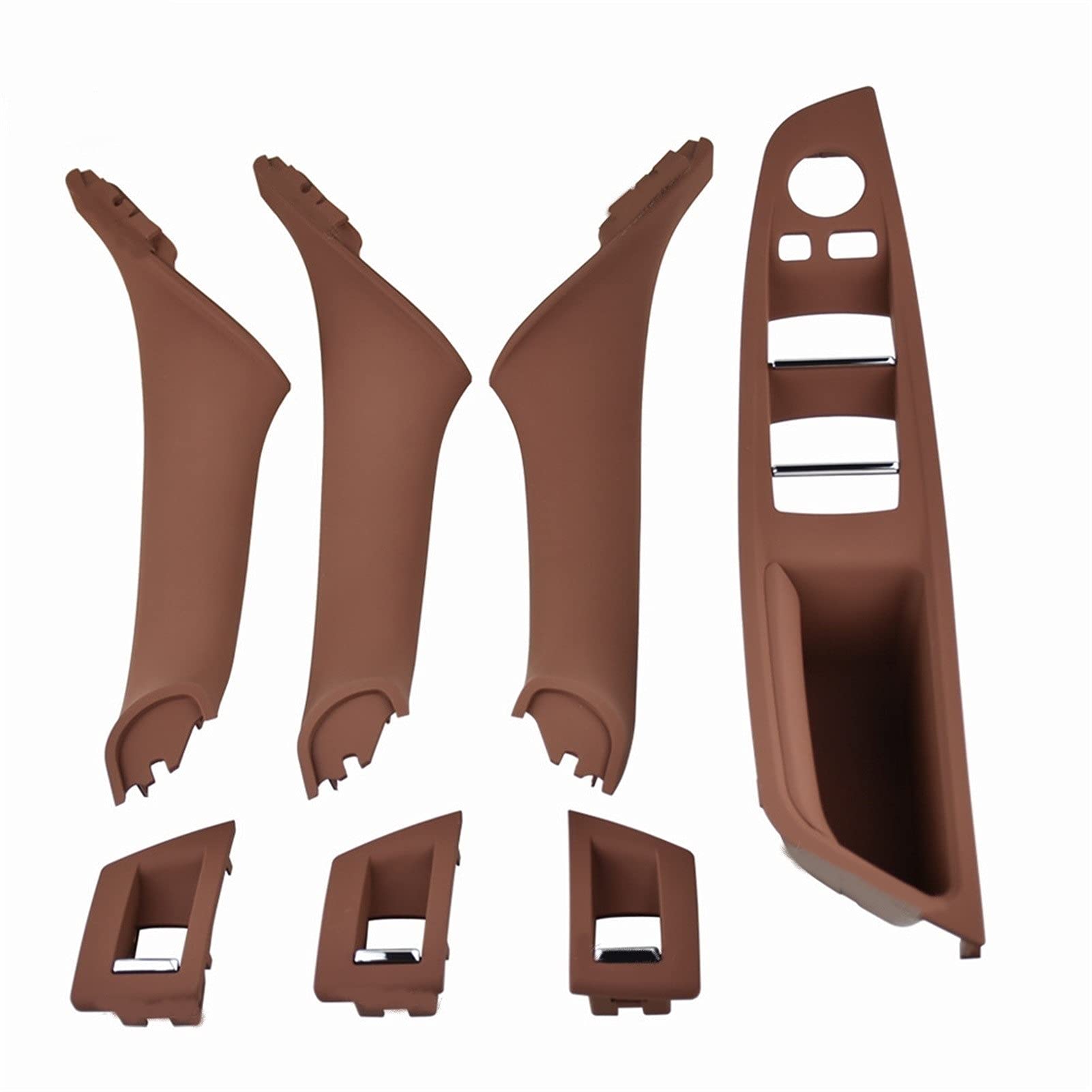 4/7PCS Rechtslenker RHD for BMW 5 Series F10 F11 520 525 Schwarz Auto Innen Tür griff Inneren Panel Pull Trim Abdeckung Armlehne(Reddish brown 7Pcs) von Generisch