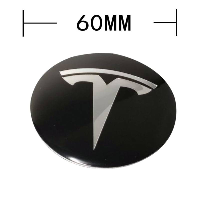 4 Stück 60MM Auto Center Nabenkappen Aufkleber,Compatible with Tesla Model 3 Model X Model S Model Y,ABS Emblem Aufkleber Wasserdicht Staubdicht Ersetzbar Radnabenabdeckung,C-normal von Generisch