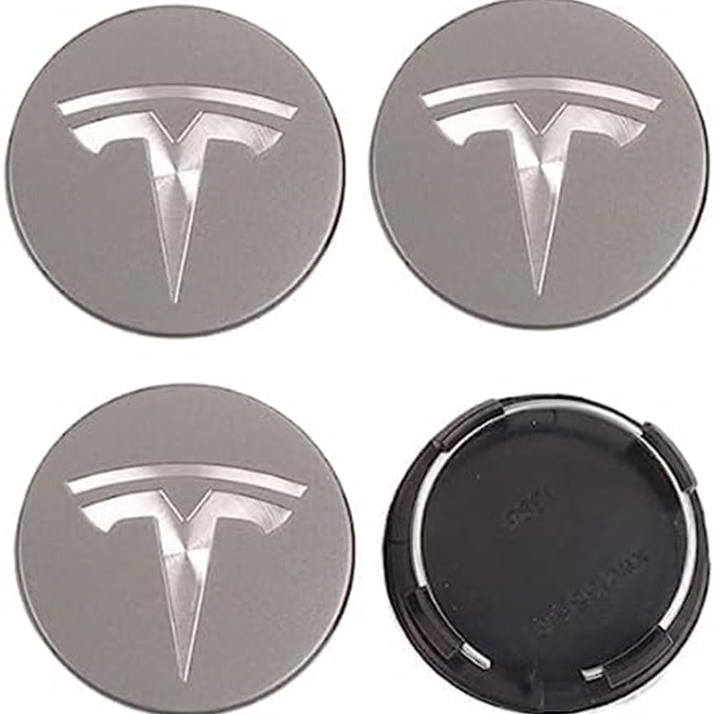 4 Stück Auto Felgenabdeckung Radnabenkappen Wasserdicht Nabendeckel Radnabendeckel Badge Decoration Zubehör Compatible with Tesla Model S X 3 Y 56mm,C-normal von Generisch