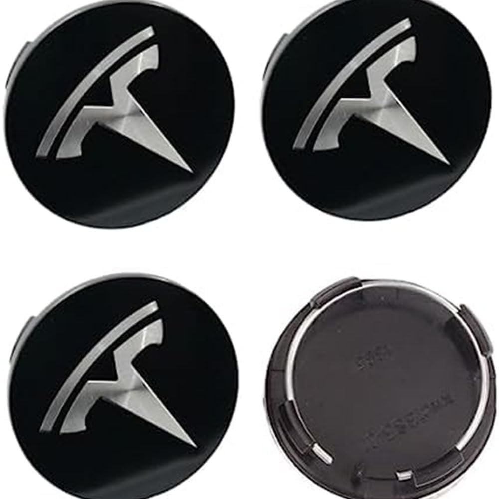 4 Stück Auto Felgenabdeckung Radnabenkappen Wasserdicht Nabendeckel Radnabendeckel Badge Decoration Zubehör Compatible with Tesla Model S X 3 Y 56mm,E-normal von Generisch