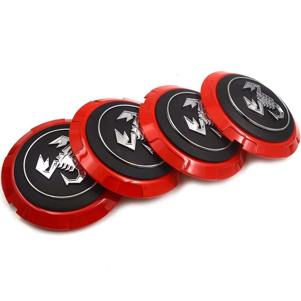 4 Stück Auto Radnabenkappen Compatible with FIAT 500 Abarth 133mm Nabendeckel Radnabendeckel Felgendeckel Felgenkappen Wheel Caps Nabenkappen Radkappe Radnabenabdeckung von Generisch