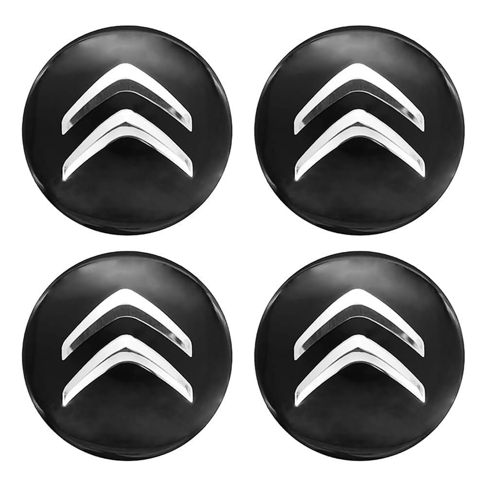 4 Stück Emblem-Abzeichen-Aufkleber, kompatibel mit Citroen C1 C3 C4 C5 C6 C8 DS 3 4, 5,65 mm Auto-Radnabenkappen, Abdeckungsaufkleber, 3D-Autologo, Schutzaufkleber, Radkappen,Black-normal von Generisch