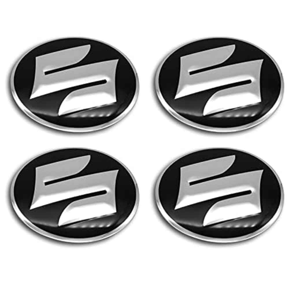 4 Stück Kappen Radnabenabdeckungen Radnabenkappen Compatible with Suzuki SX4 S-Cross II 2013-2016, Auto-Tuning Dekoration Zubehör Zentralen Logo Teilewasserdicht,White-normal von Generisch