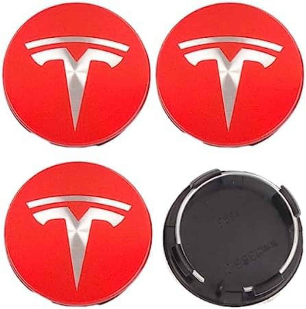 4 Stück Nabendeckel Radnabendeckel Compatible with Tesla Model S X 3 Y 56mm, Nabenkappen mit Logo Radnabenkappen, Wasserdicht Staubdicht Anti Rost Felgendeckel, Auto Accessoires,B-normal von Generisch