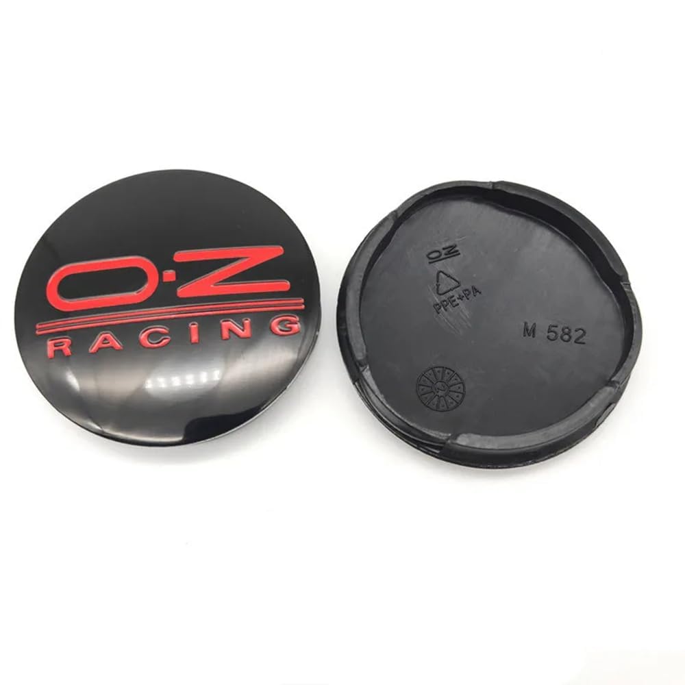 4 Stück Radnabenkappen Compatible with OZ Racing M595 O.Z 62MM Felgendeckel Radkappen Reifen Felgen Radnabenabdeckung Zubehör,BlackRed-normal von Generisch