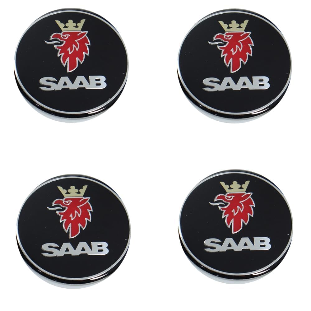 4 Stück Radnabenkappen Compatible with SAAB（63MM）, Nabendeckel Radnabendeckel Wasserdicht Staubdicht Reifen Felgen Zubehör,A-normal von Generisch