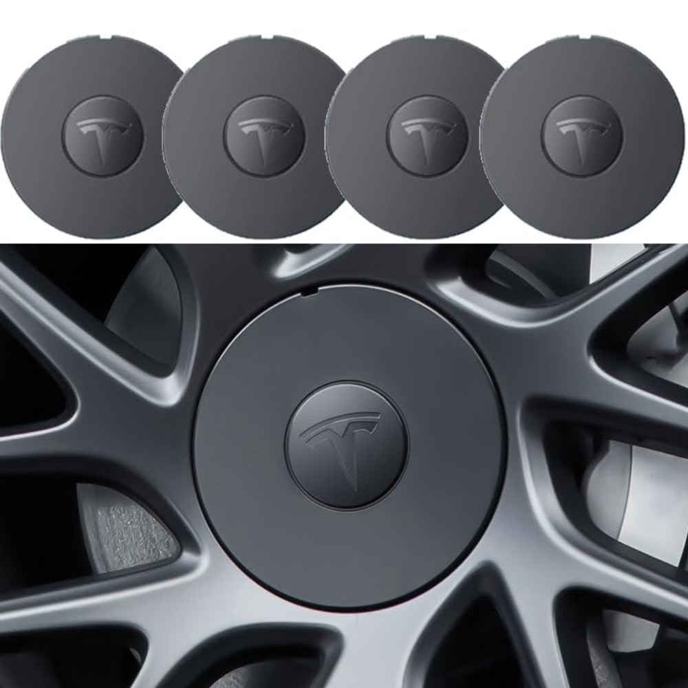 4 x Kappen Radnabenabdeckungen Radnabenkappen Compatible with Tesla Model 3 Highland 2024, Auto-Tuning Dekoration Zubehör Zentralen Logo Teilewasserdicht,Blac-k-normal von Generisch