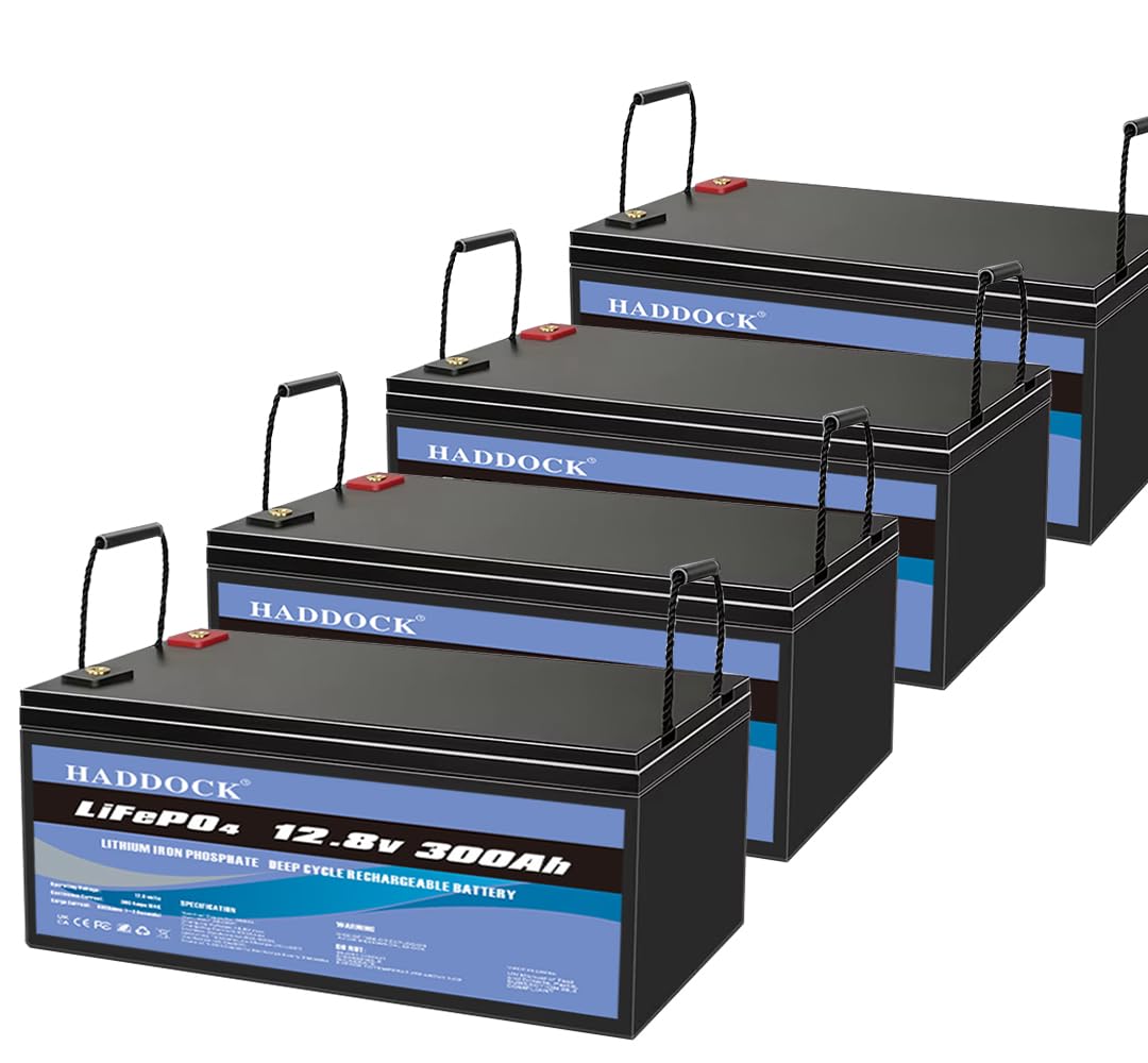 4er-Pack 12 V 300 Ah Lifepo4-Batterien, in Reihe geschaltet zu 48 V (51,2 V) 300 Ah, 15 kWh Lithium-Eisenphosphat-Batterie, geeignet für Wohnmobile, Heimenergiespeicher, Solarsysteme usw. von Generisch