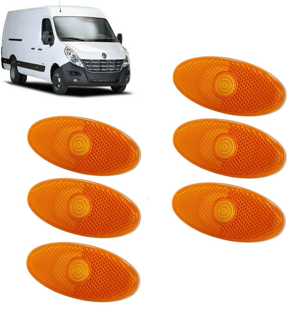 6 x Seitenmarkierungsleuchten, bernsteinfarben, für Renault Master MK3, Opel Movano B, Nissan NV400 (ab 2010) 4419475, 261B00001R, 2618000Q0A von Generisch