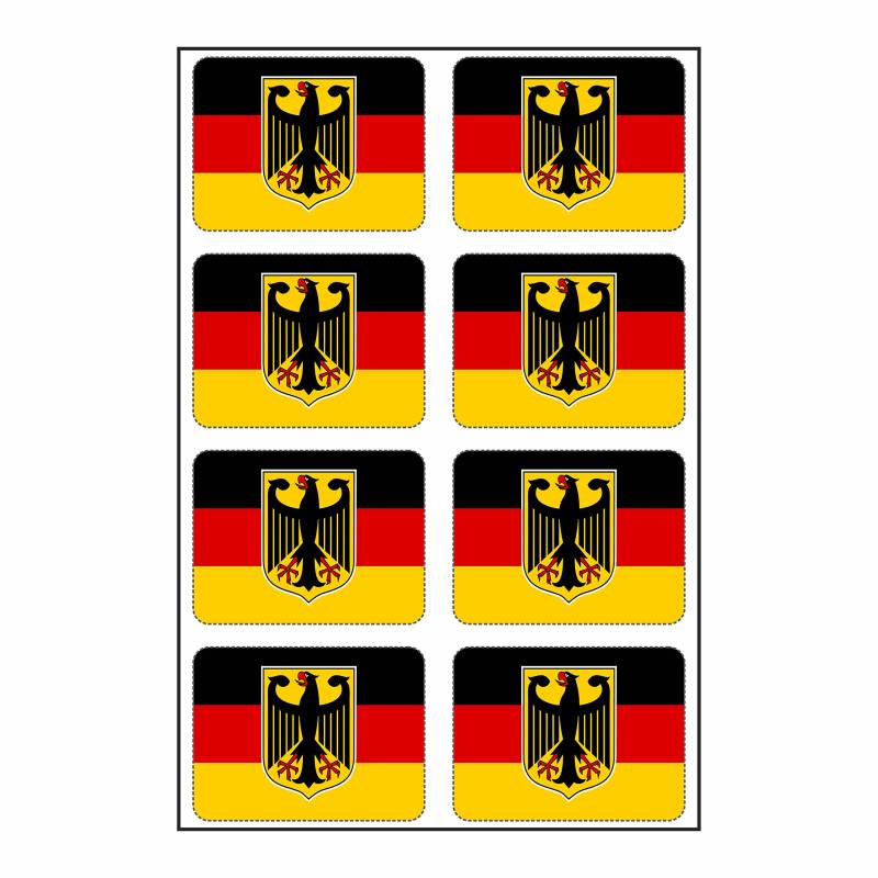 8 Stück Aufkleber Deutschland Bundesadler Flaggen Set | Sticker Germany Autoaufkleber von Generisch