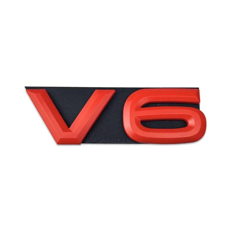 ABS V6 Logo Auto Kühlergrill Abzeichen Heckkofferraum Emblem Kompatibel mit R32 R36(Grille-Red) von Generisch