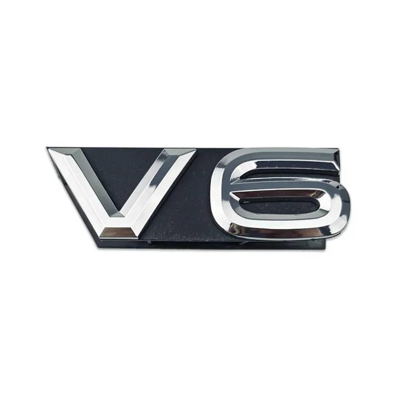 ABS V6 Logo Auto Kühlergrill Abzeichen Heckkofferraum Emblem Kompatibel mit R32 R36(Grille-Silver) von Generisch