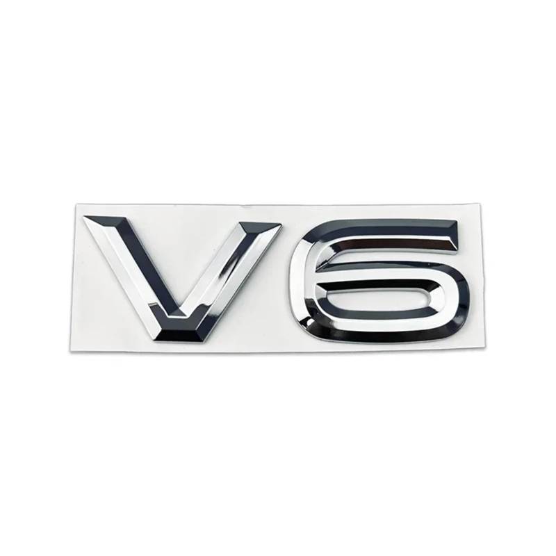 ABS V6 Logo Auto Kühlergrill Abzeichen Heckkofferraum Emblem Kompatibel mit R32 R36(Sticker-Silver) von Generisch