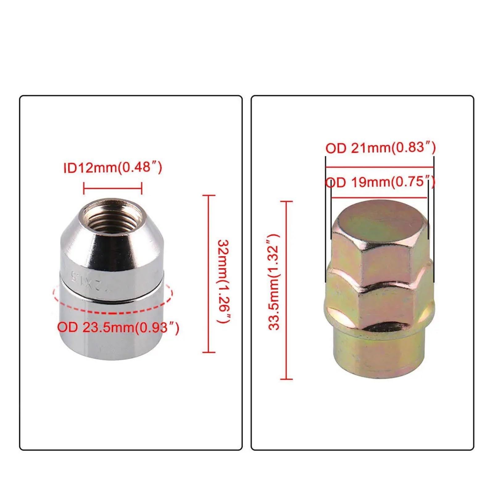 AD Auto-Rad-Sicherungsmutter M12 x 1,5 Universal-Reifen-Rad-Sicherungs-Anti-Diebstahl-Schraubenmutter-Zubehör von Generisch