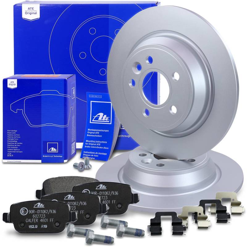 ATE Bremsenset Hinterachse inkl. Bremsscheiben hinten Ø 302 mm voll Hinterachse und Bremsbeläge hinten Kompatibel mit FORD FOCUS Mk2 (DA_, HCP, DP), GALAXY Mk2 (WA6), KUGA Mk1, MONDEO Mk4 (BA7), S-MAX von Generisch