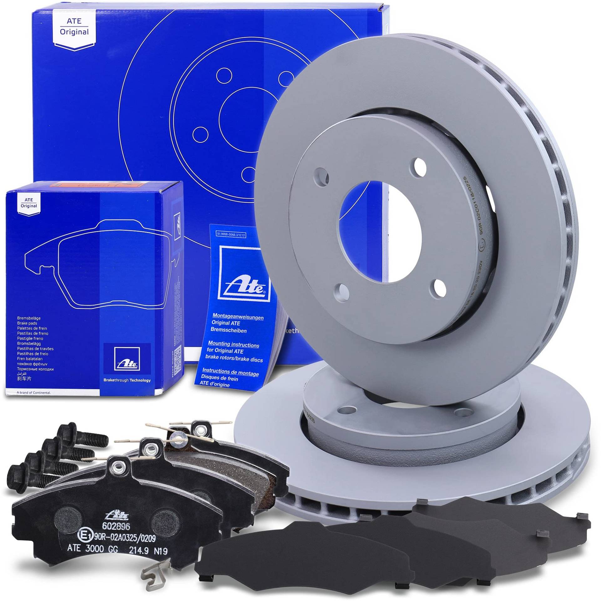 ATE Bremsenset Vorderachse inkl. Bremsscheiben vorne Ø 256 mm und Bremsbeläge vorne Kompatibel mit MITSUBISHI COLT CZC 6 Cabriolet (RG), Kasten/Schrägheck (Z3_V), 6 (Z3_A, Z2_A), SMART FORFOUR (454) von Generisch