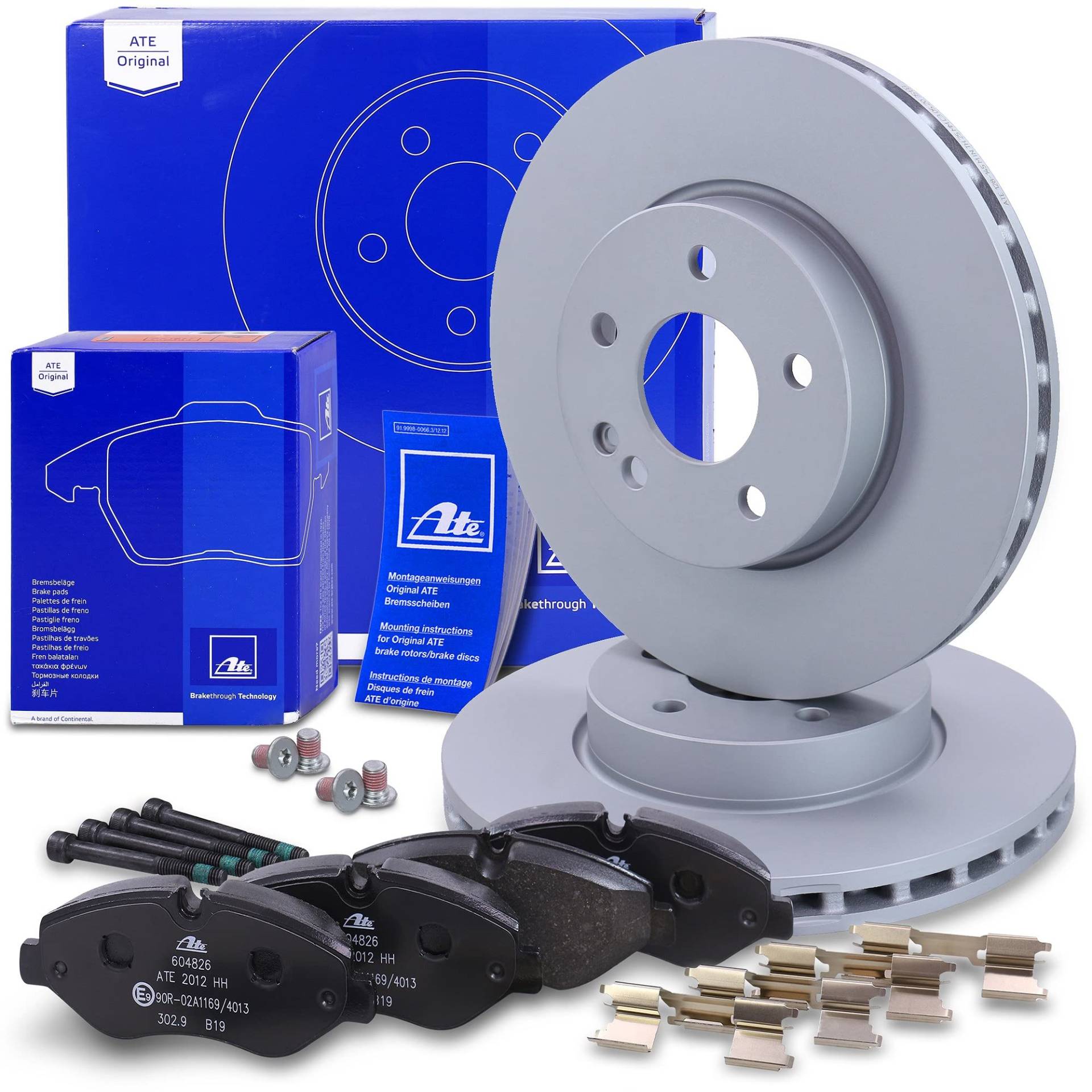 ATE Bremsenset Vorderachse inkl. Bremsscheiben vorne Ø 300 mm und Bremsbeläge vorne Kompatibel mit MERCEDES V-Klasse (W447), VIANO (W639), VITO/MIXTO Kasten (W639), VITO Bus (W639), VITO (W447) von Generisch