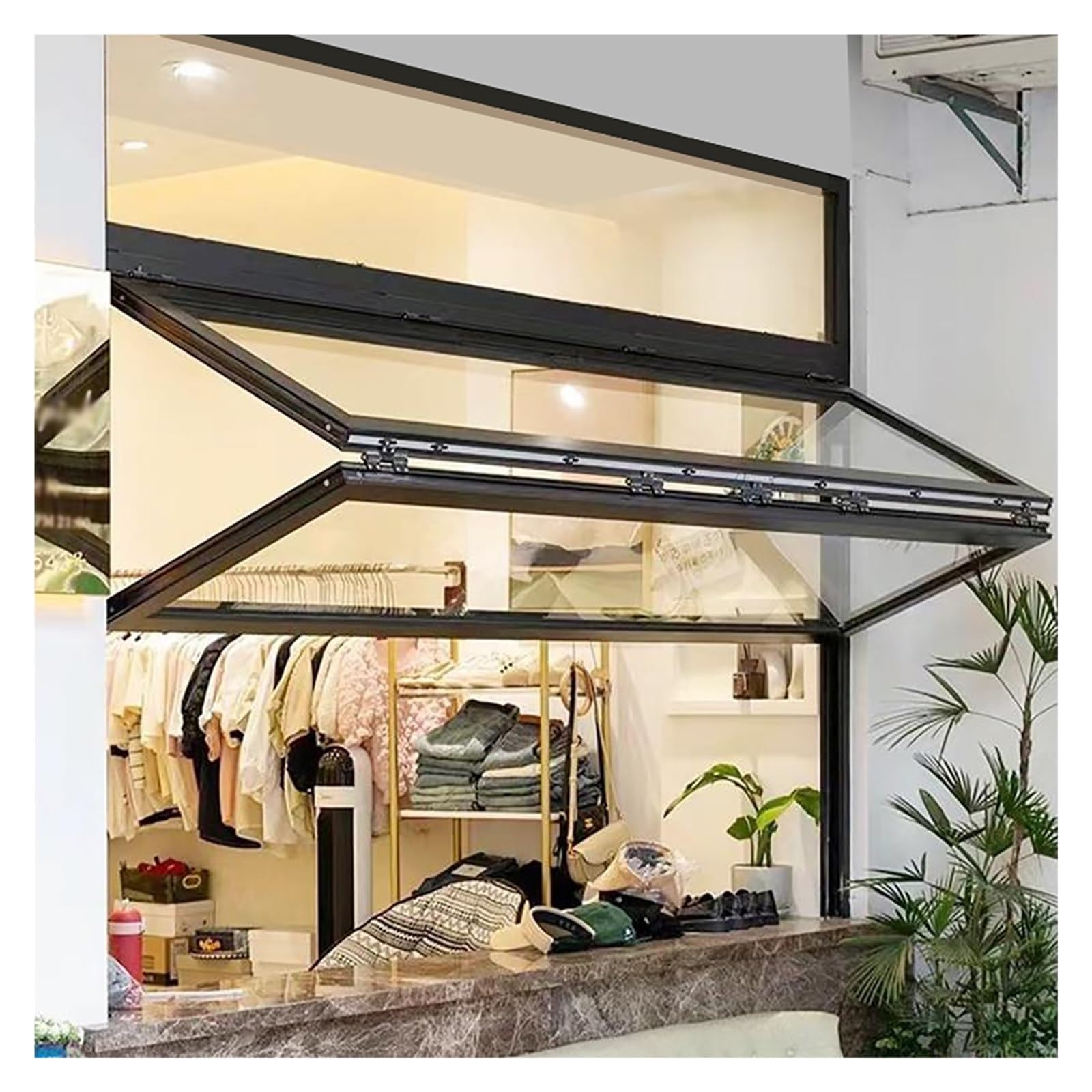 Aluminiumrahmen, Schiebefenster mit gehärtetem Glas, anpassbare Größen, multifunktionales Design, langlebige Aluminiumlegierung, ideal für Lebensmittel-LKW und Konzessionsständer (61 x 81,3 cm) von Generisch