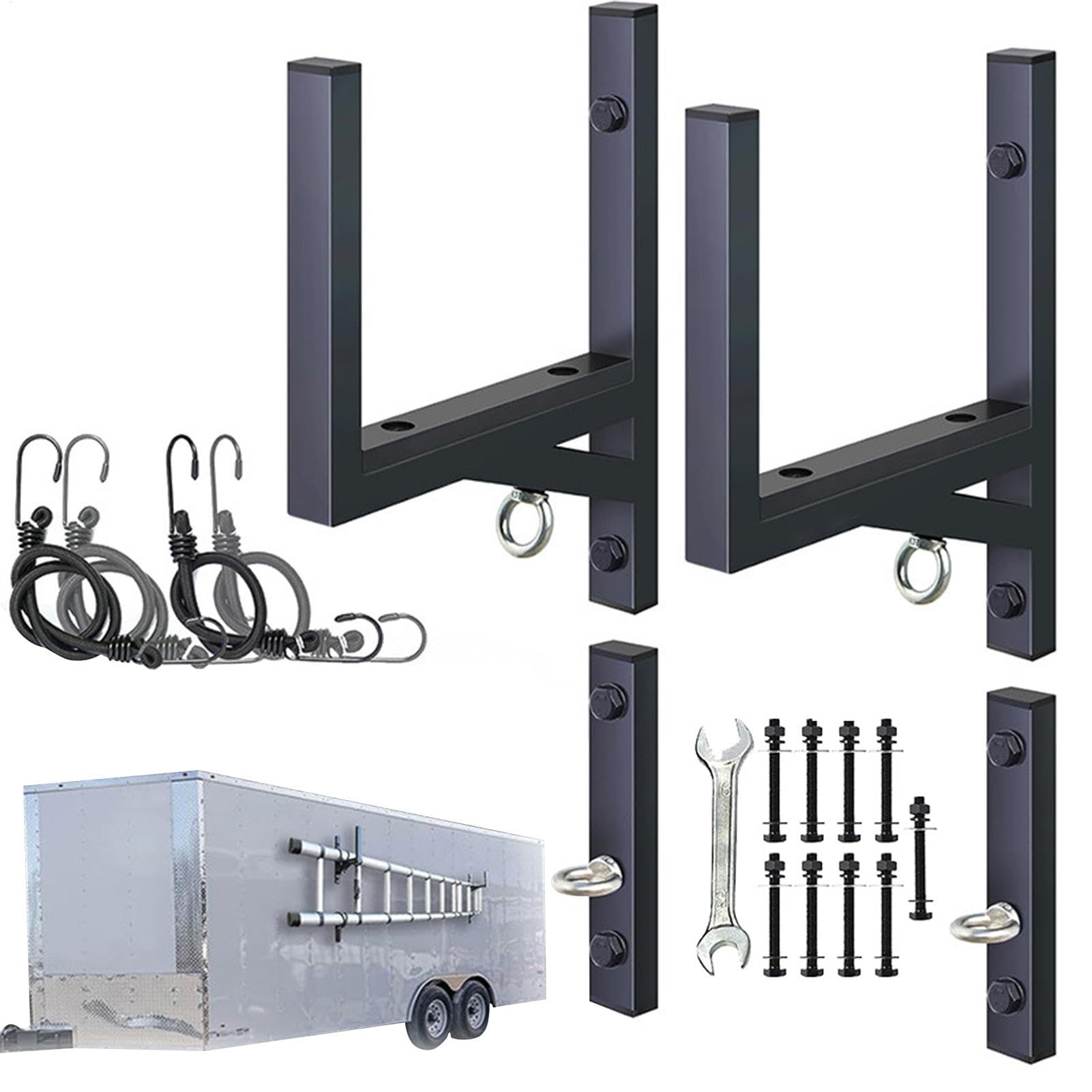 Anhänger-Leiterträger, seitlich montierter Leiterträger | Verstellbares Leiter-Rack-Set, Seitenmontage-Rack-Set,Ausziehbares Lagerregal, robustes Anhängerzubehör mit Gummipolstern für geschlossene Anh von Generisch