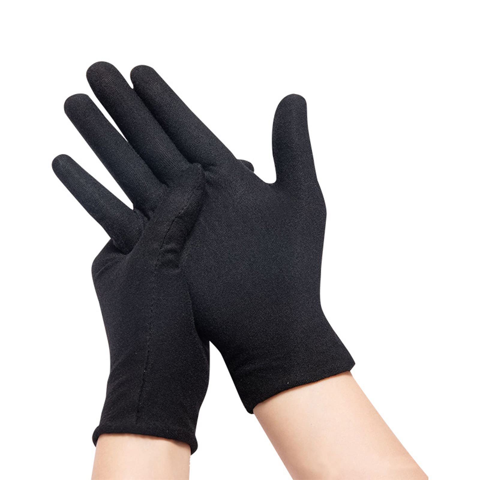 Arbeitshandschuhe Baumwolle Schmutzabweisende Handschuhe Verdickte Handschuhe Etikette-Handschuhe Durchsichtige Handschuhe Schwarz (Black, One Size) von Generisch