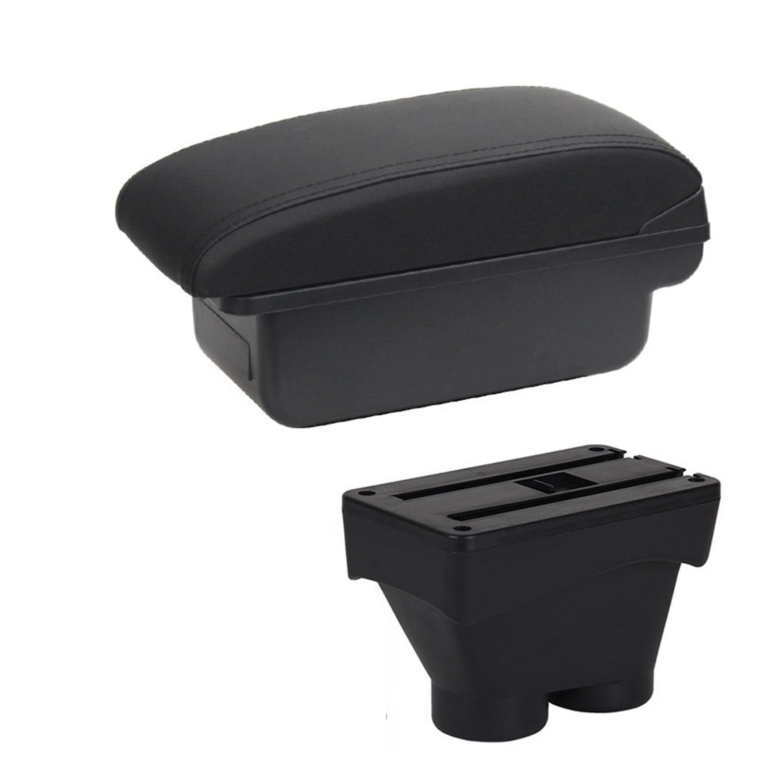 Armlehne, Aufbewahrungsbox Armlehnenbox Zubehör Nachrüstteile Innendetails Doppelschicht Groß für Platz Aschenbecher 2012-2021 USB-Schnittstelle Für Peugeot 208(C2 Black line NO USB) von Generisch