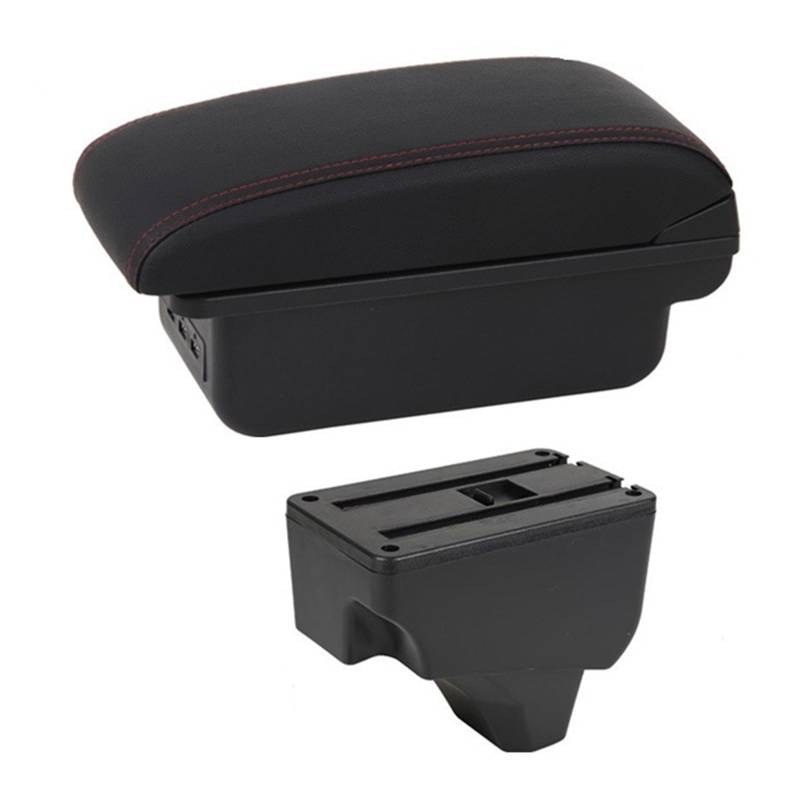 Armlehnen-Aufbewahrungsbox Armlehnenbox für Peugeot 2008 Für Peugeot 208 2019 2020 2021 Auto Zentrale Lagerung USB Armlehne Zubehör(C1 Red Line) von Generisch