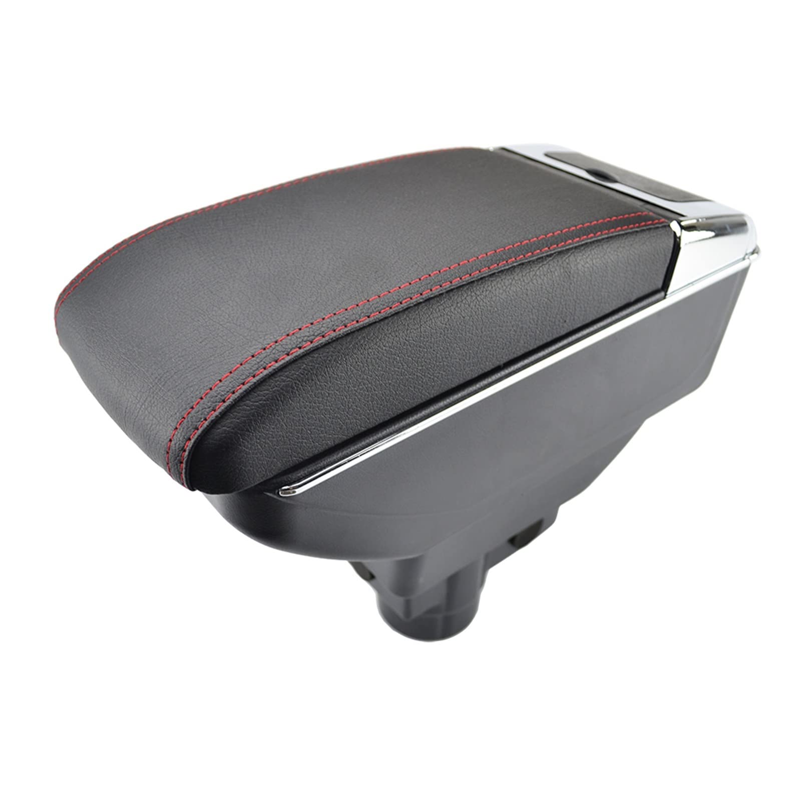 Armlehnen-Aufbewahrungsbox Aufbewahrungsbox für Opel für Vauxhall für Corsa D 2006–2014 Armlehne, zweilagige Armlehne, schwarzes Leder, doppelt, 2011 2012(Red Thread) von Generisch