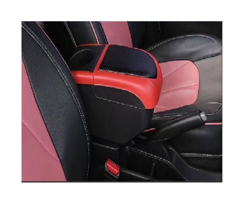 Armlehnen-Aufbewahrungsbox Für Toyota Aygo X 2022 Auto Armlehne Box Zentrale Armlehne Box Nachrüstung USB Tasse Halter Auto Innen(Black-red) von Generisch